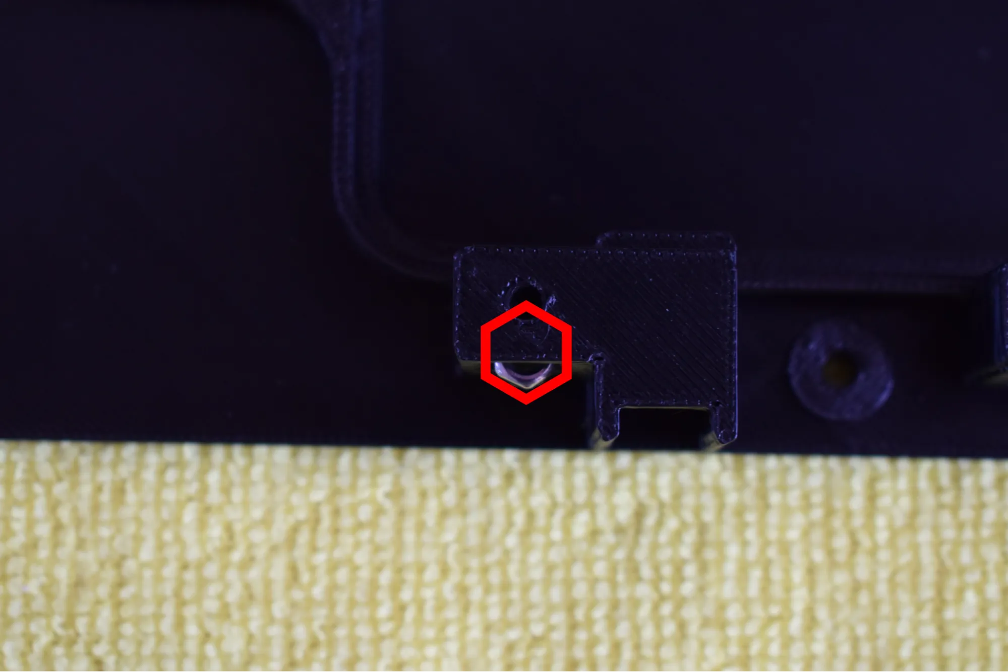 Nut partially inserted