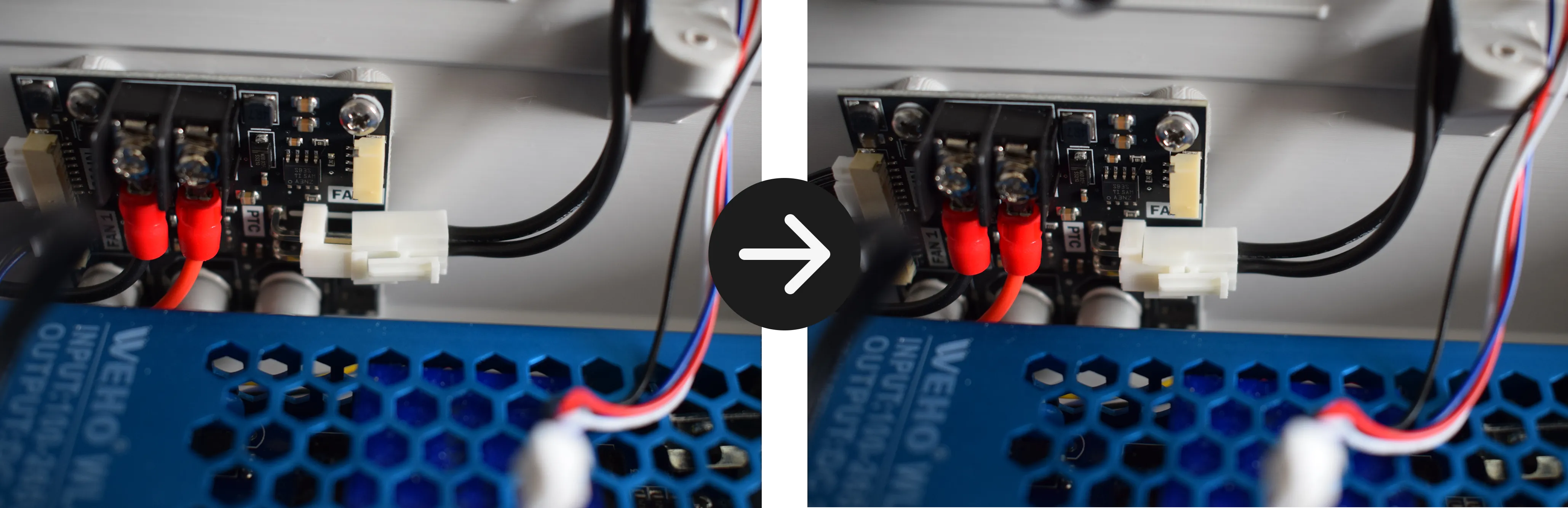 Heating element cable connected